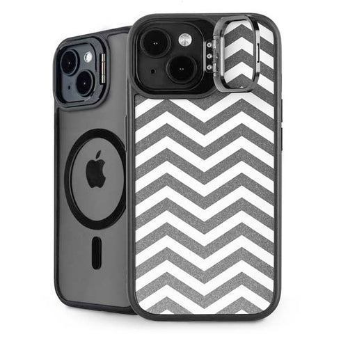 Silver Chevron iPhone 15 Kickstand Case
